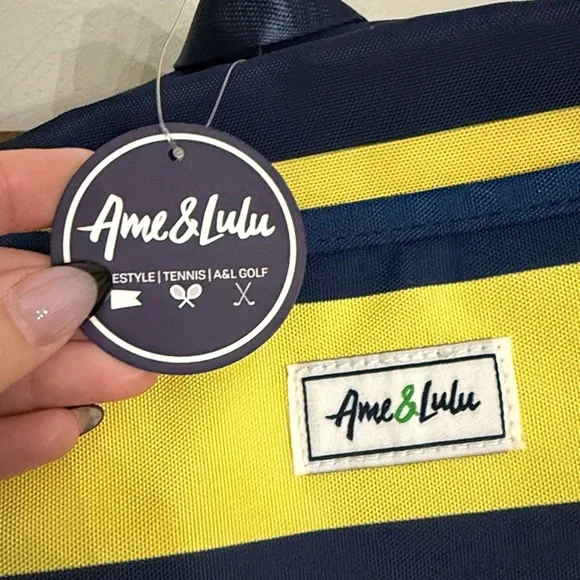 Amelia John Blue and Yellow Striped Backpack - Picture 2 of 4